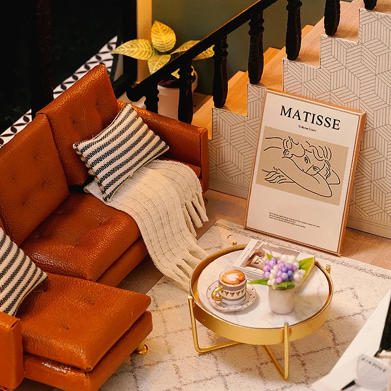 Maison de poupée en bois DIY – Puzzle 3D Duplex avec meubles, jouet cadeau