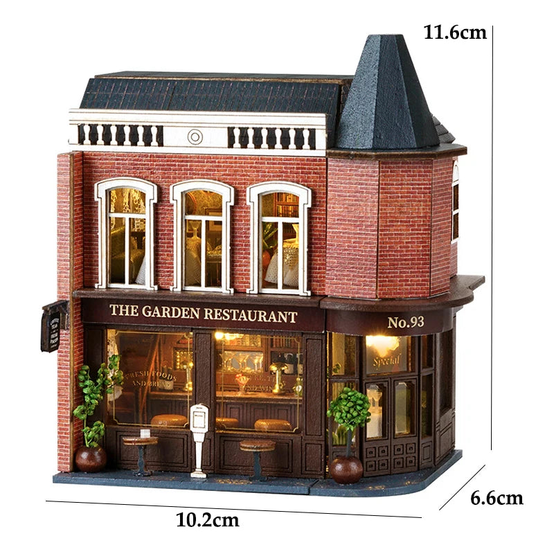 Kit bricolage maison de poupée en bois – Villa miniature rose avec meubles
