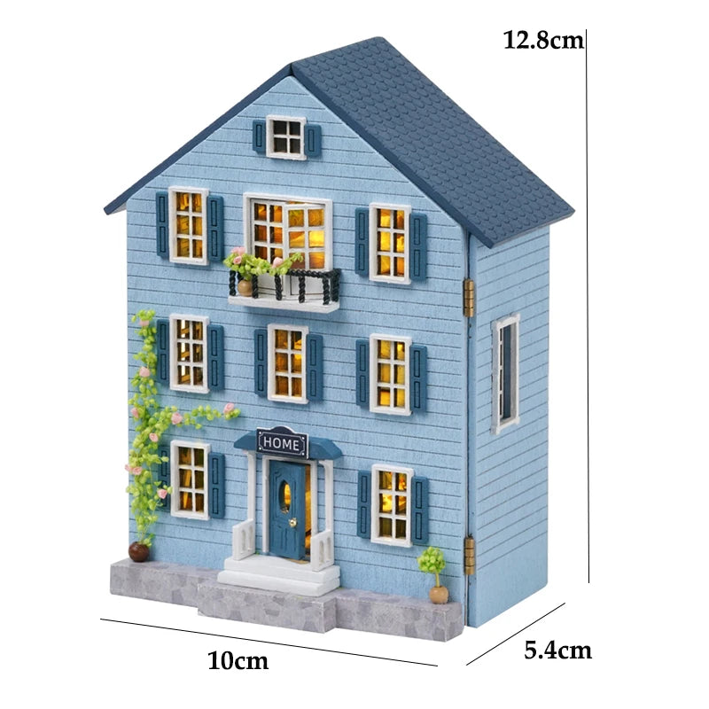 Kit bricolage maison de poupée en bois – Villa miniature rose avec meubles